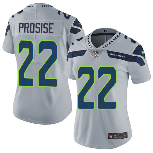 Nike Seahawks #22 C. J. Prosise Grey Alternate Women's Stitched NFL Vapor Untouchable Limited Jersey - Click Image to Close